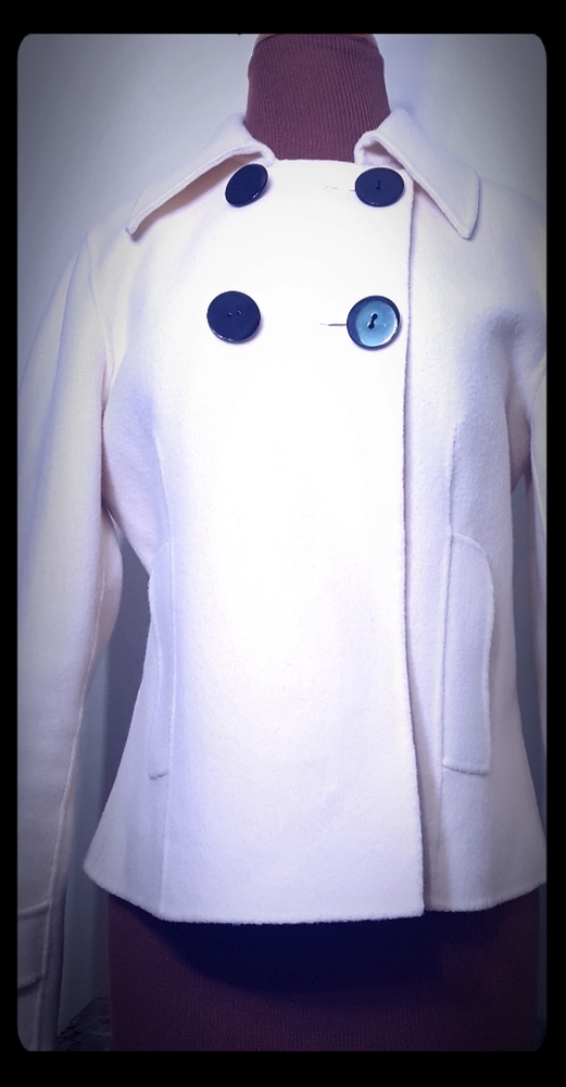White Merino Wool Peacoat blazer